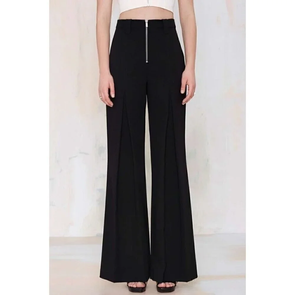 Nasty Gal Women's I'm Bossy Black Wide Leg High Waist Trousers Pants Size XS - Picture 1 of 13